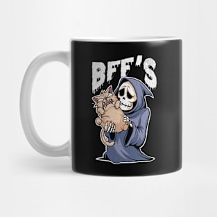 BFF's Grim Reaper and Cat Cartoon Design Mug